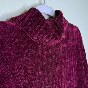 Jones New York Wine Colored Drape Turtleneck Sweater